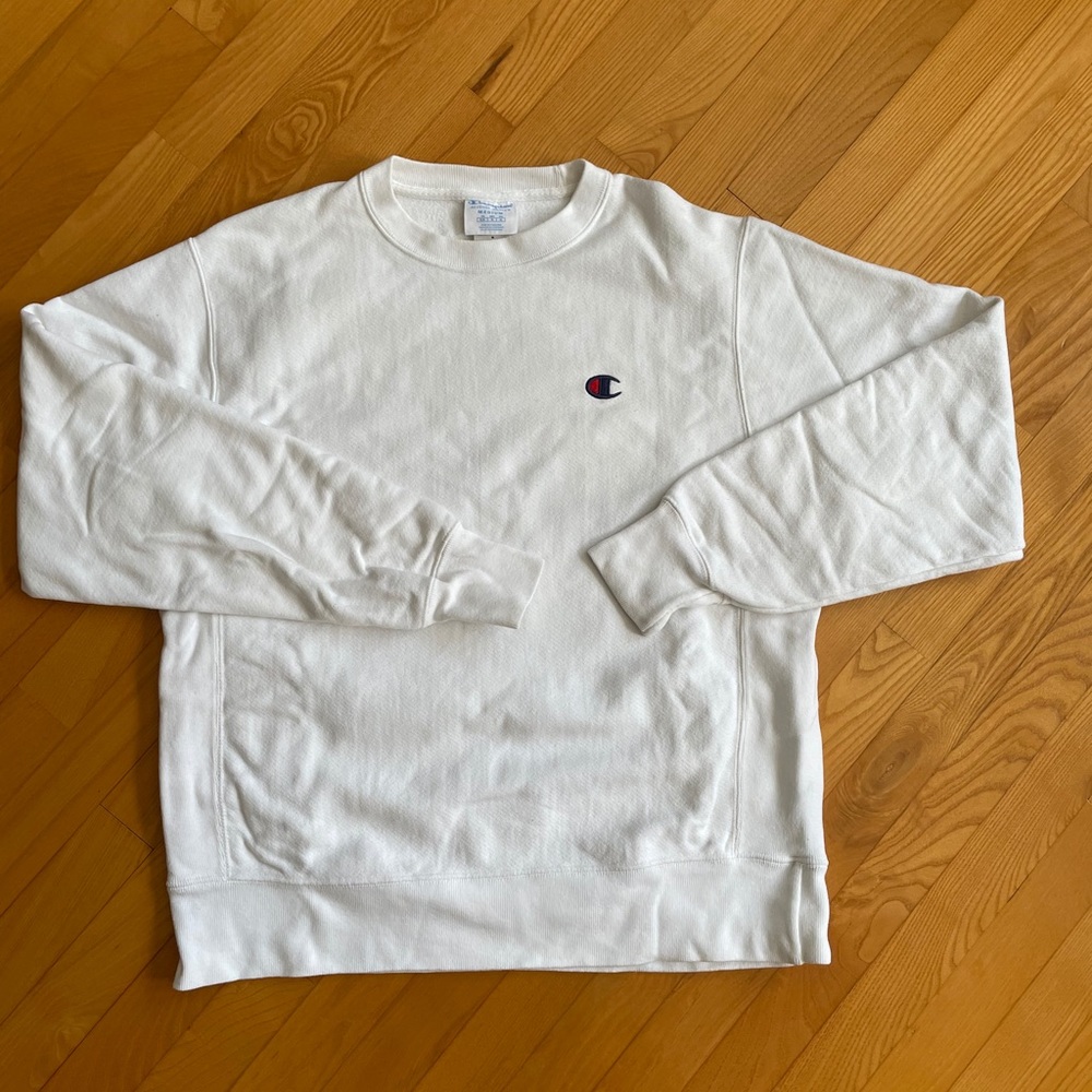 White Reverse Weave Champion Sweatshirt